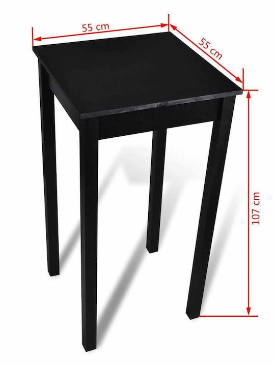 Pătrat Masă Bar Lemnoasă Negru 55x55x107buc