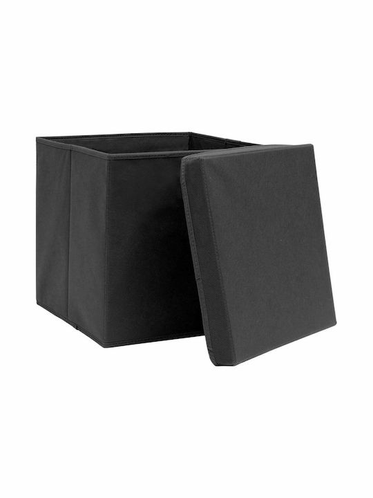 vidaXL Fabric Storage box with Cap Black 32x32x32cm 4pcs