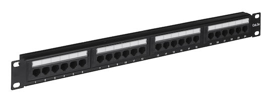 Extralink Patch Panel για Rack 1U 19" 24 Θυρών Μαύρο