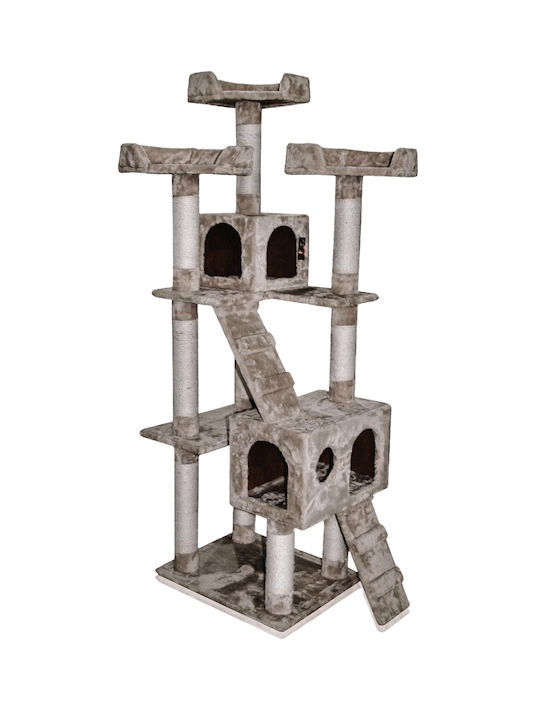 Pet Interest Triple Tower Playground Cat Scratching Post Cat Tree In Gray Colour 84x56x183 cm