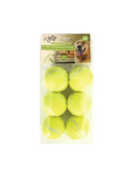 All For Paws Fetch Dog Toy Ball Yellow 6cm 6pcs