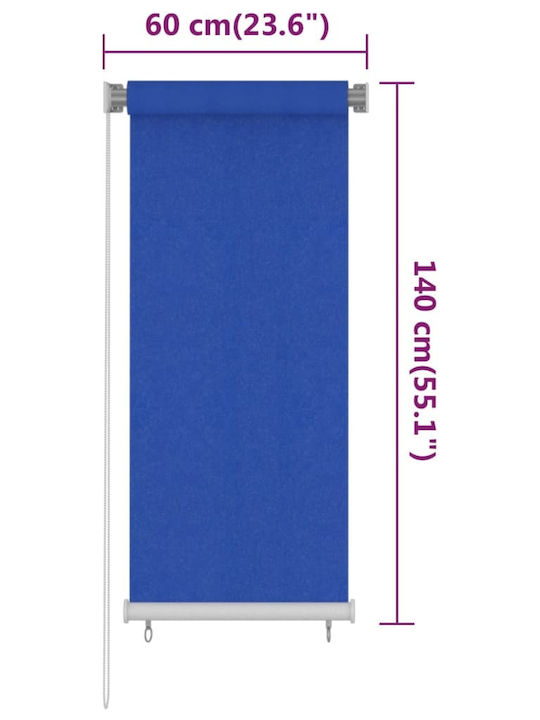 vidaXL Terrace Sideway Sunshade Roller Μπλε 0.6x1.4cm