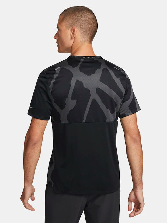 Nike Run Division Rise 365 Bărbați T-shirt Sportiv cu Mânecă Scurtă Dri-Fit Negru