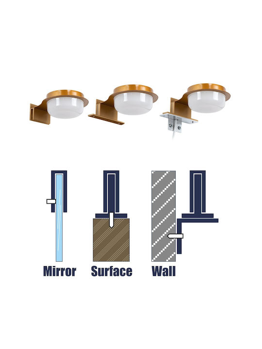 GloboStar Kiara Modern Lamp Bathroom with Integrated LED and Natural White Light Gold 13x3x3cm