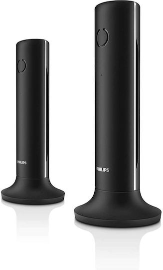 Philips Linea Cordless Phone (2-Pack) with Speaker Black