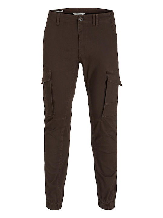 Trousers Cargo Elastic in Slim Fit Brown