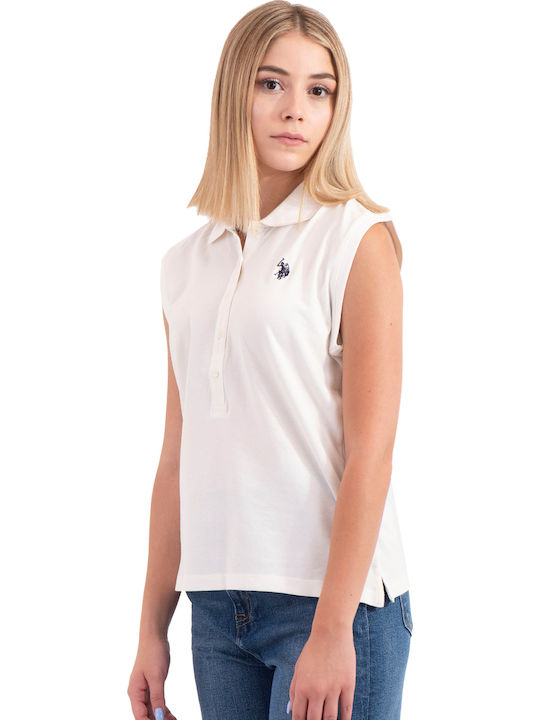 Mae Women's Polo Blouse Sleeveless White