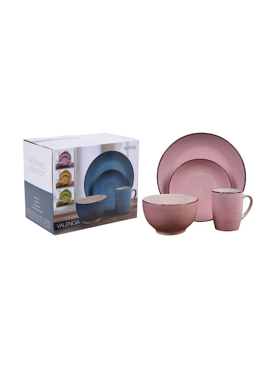 Set de Farfurii Ceramic Roz 16buc