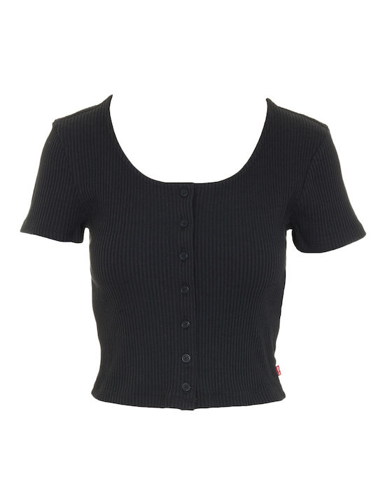 Levi's Top de Damă de Vară Crop cu Mânecă Scurtă Cremă