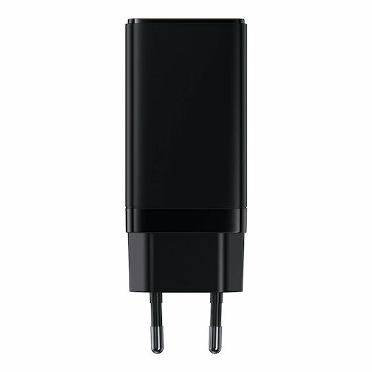 Baseus Φορτιστής GaN με Θύρα USB-A και 2 Θύρες USB-C και Καλώδιο USB-C 65W Power Delivery / Quick Charge 4.0 Μαύρος (GaN3 Pro)