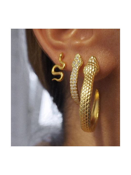 ZÉNAÏS Python Small Hoops with Gems gold plated silver