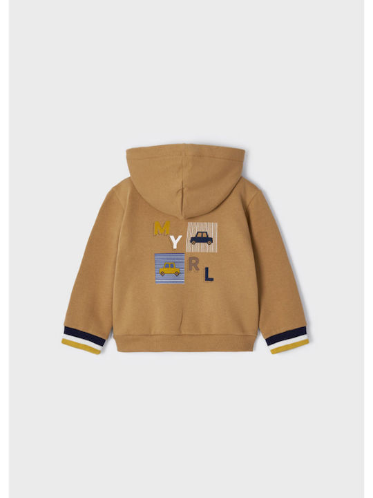 Mayoral Boys Hooded Cardigan with Zipper Beige