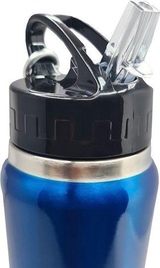 Bruno Bruno Thermosflasche Rostfreier Stahl 750ml Blau mit Stroh und Schlinge