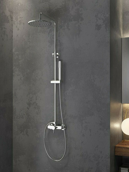Karag Artemis Adjustable Shower Column with Bathtub Mixer 83-119cm Silver