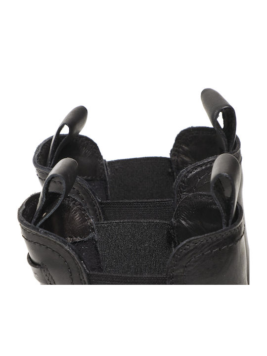Leder Damen Chelsea Stiefeletten mit mittlerem Absatz Schwarz