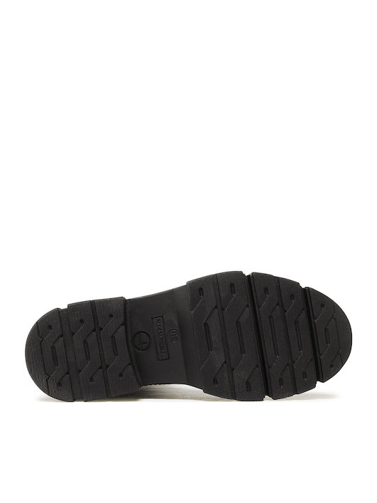 Leder Damen Chelsea Stiefeletten mit mittlerem Absatz Schwarz