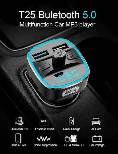 Andowl FM Transmitter Αυτοκινήτου AN-Q-T104 με USB Q-T104
