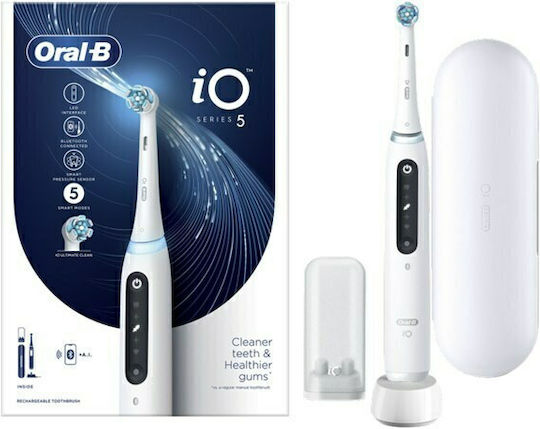 Oral-B IO Series 5 Electric Toothbrush with Timer, Pressure Sensor, and Travel Case White