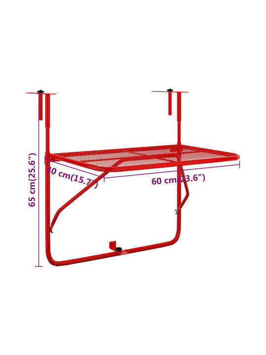 Metallischer Garten- und Terrassentisch Zusammenklappbar Rotes 60x40x65cm