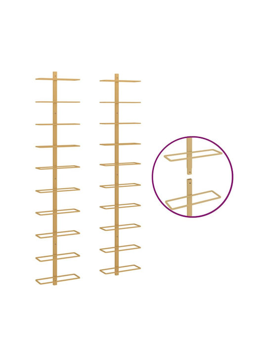 vidaXL Wandmontiert Flaschenhalter Metallisch für 10 Flaschen Gold 24x9x120εκ.