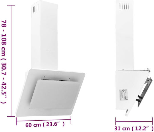 vidaXL Chimney Vent Hood 60cm White