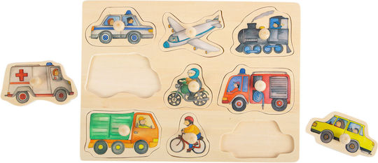 Wooden Kids Peg Puzzle Vehicles 9pcs Small Foot