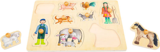 Wooden Kids Peg Puzzle Farm 9pcs Small Foot