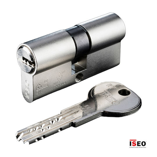 ISEO Lock Cylinder Security R7 80mm (30-50) with 5 Keys Silver