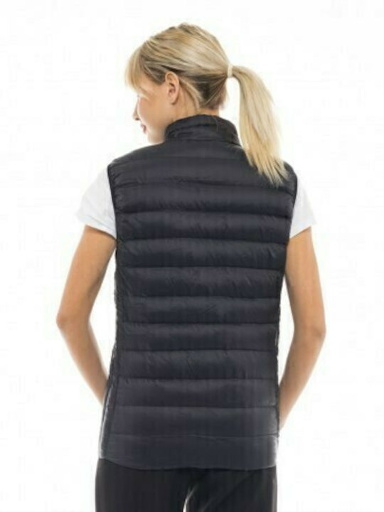 Kurz Damen Ärmellos Puffer Jacke Schwarz