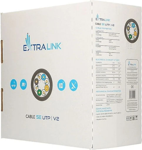 Extralink U/UTP Cat.5e (Gigabit) Мрежов Кабел Ethernet Без Конектори 100м Сив