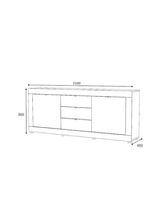 Bufet Ocean cu Sertare Sonoma 210x45x86cm