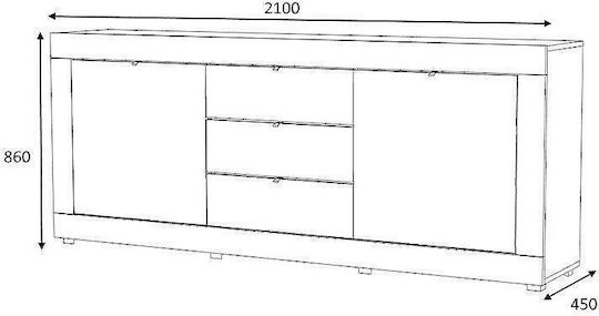 Μπουφές Ocean mit Schubladen White 210x45x86cm