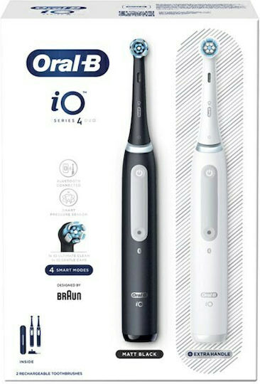 Oral-B iO Series 4 Electric Toothbrush with Timer, Pressure Sensor, and Travel Case Black / White