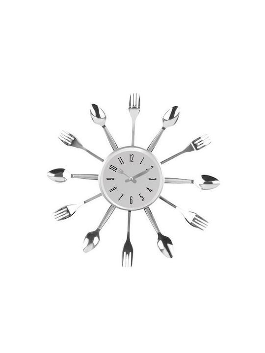 Μαχαιροπίρουνα Wall Clock Plastic Silver Ø38cm