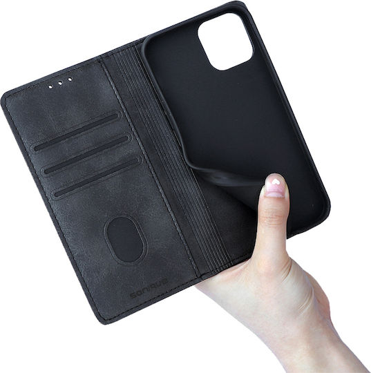 Sonique Vintage Wallet Δερματίνης Μαύρο (Realme 9 4G / Realme 9 Pro Plus 5G)