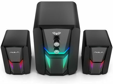 Aula N-189 Ηχεία Υπολογιστή 2.1 με RGB Φωτισμό και Ισχύ 5W σε Μαύρο Χρώμα