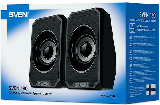 Sven 180 Ηχεία Υπολογιστή 2.0 με Ισχύ 6W Μαύρα