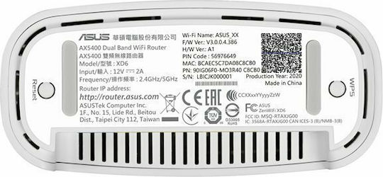 Asus ZenWiFi XD6 WiFi-Mesh-Netzwerk Zugriffspunkt Wi-Fi 6 Dualband (2,4 & 5 GHz) in Doppelter Bausatz