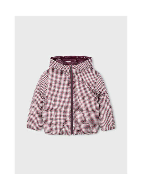 Mayoral Kids Quilted Jacket short Double Sided Hooded Burgundy