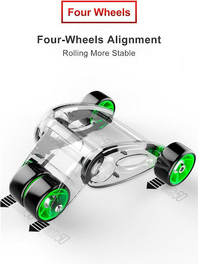 Aoke Roller 4 Wheel Abdominal Wheel Black with Anti-Slip Handles, Mat & Resistance Bands