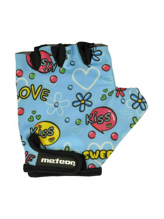 Meteor Junior Kiss Love Mănuși De Ciclism Scurte Pentru Copii Albastre