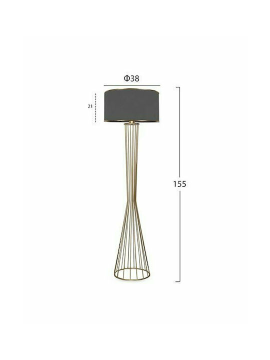 HomeMarkt Floor Lamp H155xW38cm. with Socket for Bulb E27 Gold