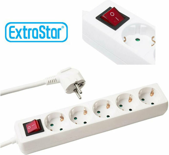 Extrastar Steckdosenleiste 5 Positionen mit Schalter und Kabel 1.5m