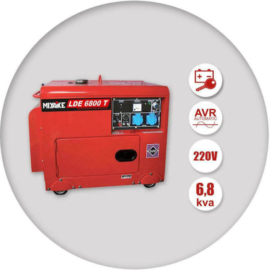 Miyake LDE6800T Silent Generator Petroleum with Handle, Wheels, and Maximum Power 6.8kVA