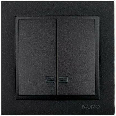 Mono Electric Despina Metallic Recessed Electrical Lighting Wall Switch with Frame Basic Illuminated Black 505-002036103