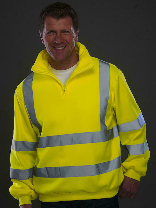 Yoko HVK06 Long Sleeve Work Sweatshirt Yellow Fleece with Reflective Tapes 26177605