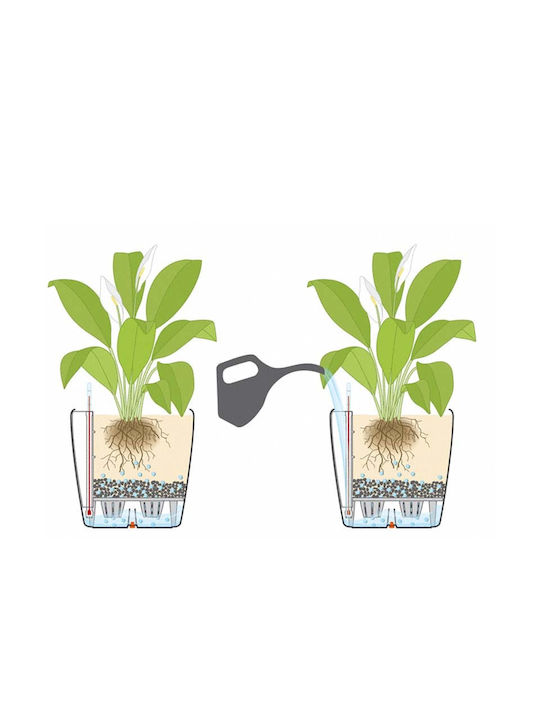 Lechuza Classico Self-watering Pot Plastic Sand Brown 21.5x21.5x20cm.