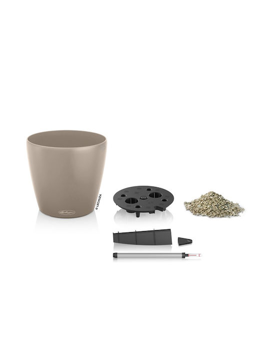 Lechuza Classico Self-watering Pot Plastic Sand Brown 21.5x21.5x20cm.