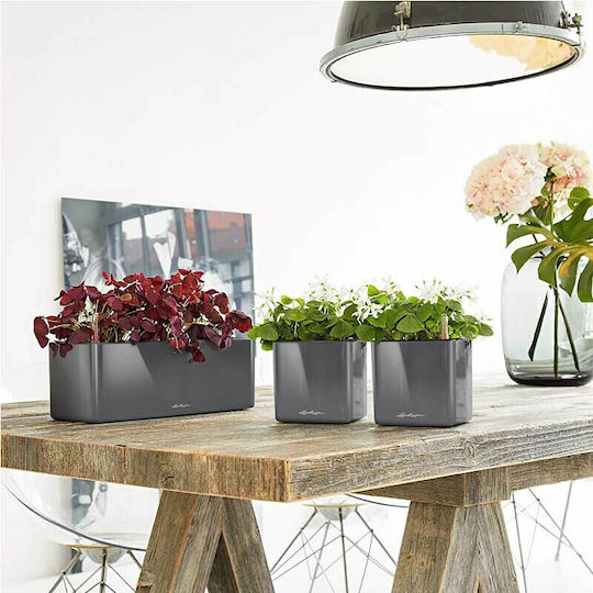 Lechuza Cube Glossy Triple Самополивен Кутия за саксии Пластмаса Черен 14x40x13.5см.