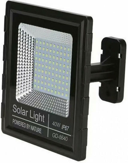 GDPLUS Στεγανός Ηλιακός Προβολέας LED 40W Ψυχρό Λευκό 6000K με Τηλεχειριστήριο IP67